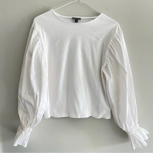 Express white shirt with balloon ruffle sleeves